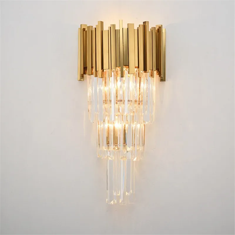 wall lamp 4 Роскошная золотая сталь K9 Хрустальная светодиодная подвесная люстра для гостиной, Подвесная лампа для внутреннего освещения - Цвет абажура: wall lamp 4