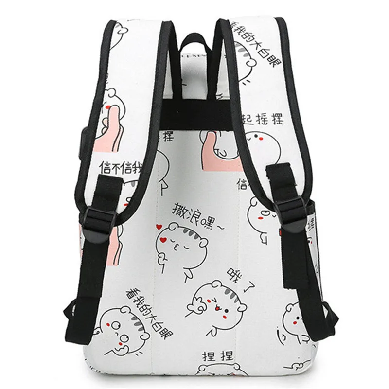 Женский рюкзак с USB зарядкой женский принтом школьный ранец mochila для школьников