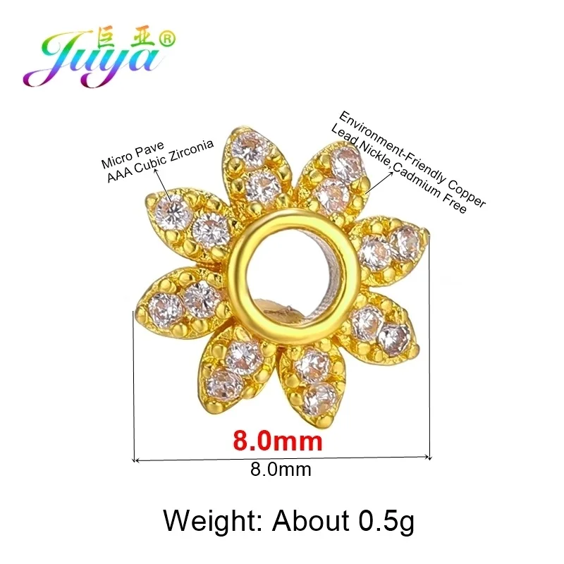4 Pieces Gold Juya, ручная работа, кисточки, серьги, аксессуары 8, 10, 12 мм, украшение, цветок, разделитель, бусины, шапки для рукоделия, для женщин, модное Изготовление ювелирных изделий - Цвет: 4 Pieces Gold