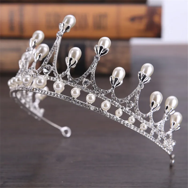 Yxph новая невеста головной убор Белый Жемчуг Корона Для женщин Элегантные