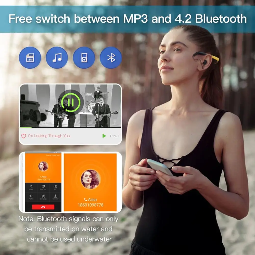 Tayogo IPX8 100% водонепроницаемый MP3 подводный Спорт Плавание музыкальный плеер Bluetooth