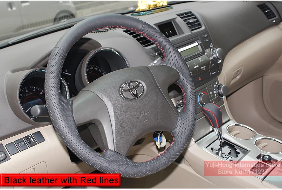 Yuji-Hong Чехлы для рулевого управления автомобиля чехол для Toyota Highlander 2009-2013 Camry 2009-2011 Fortuner чехол из искусственной кожи