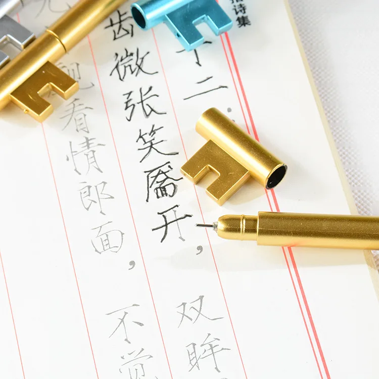 

60 Pcs/lot Creative Korean Lovely Retro Key Gel Pen Black Stationery Pen Wholesale Material Escolar Kawaii Canetas