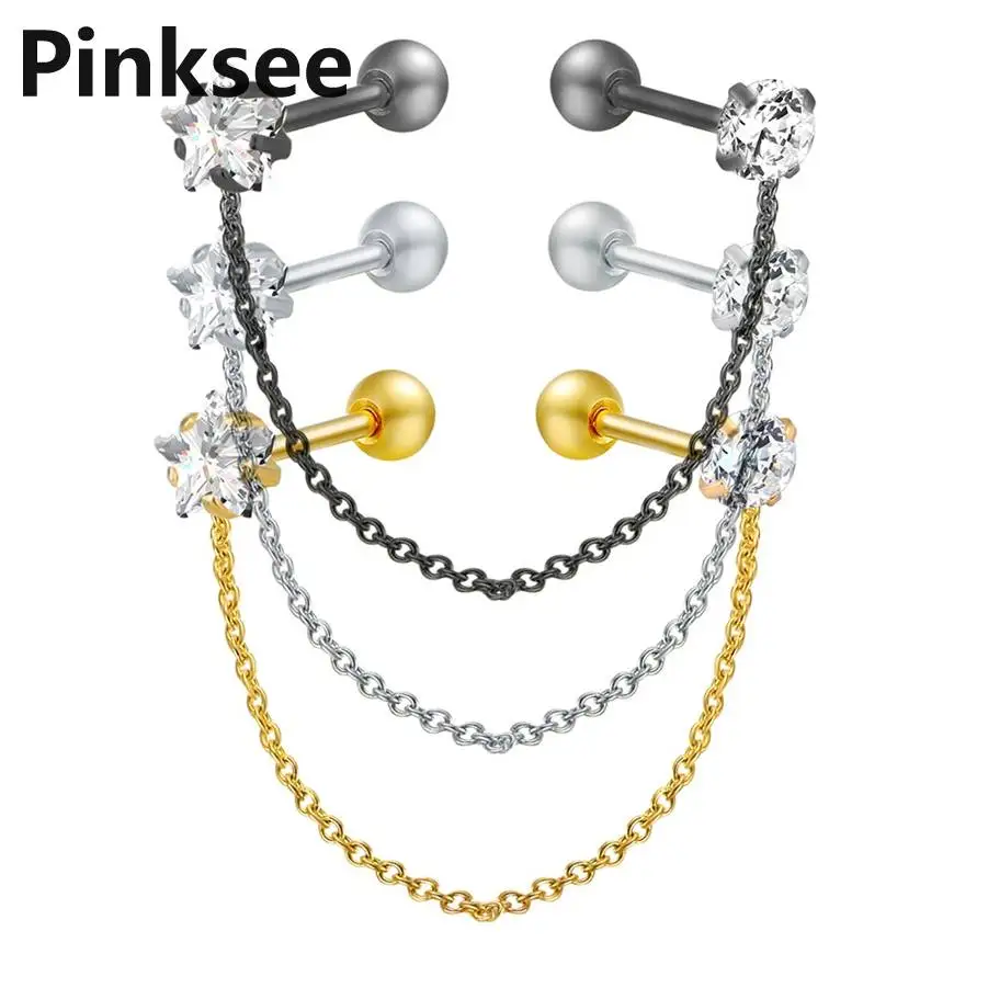 1 шт. титановое кольцо для губ Labret с цирконом анодированное внутренняя резьба