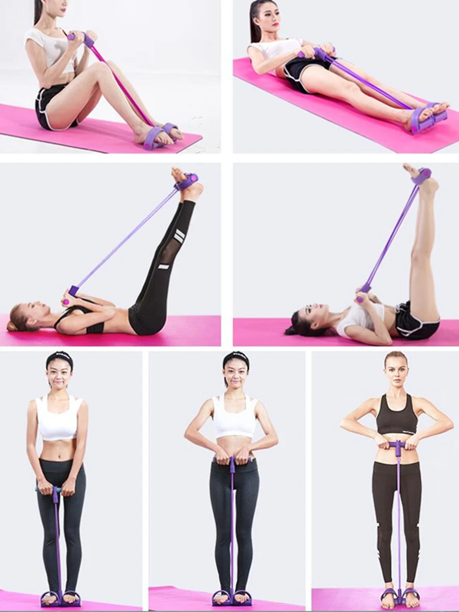 Фитнес резинка 4 трубки резистор латексная педаль тренажер для сидения Тяговая