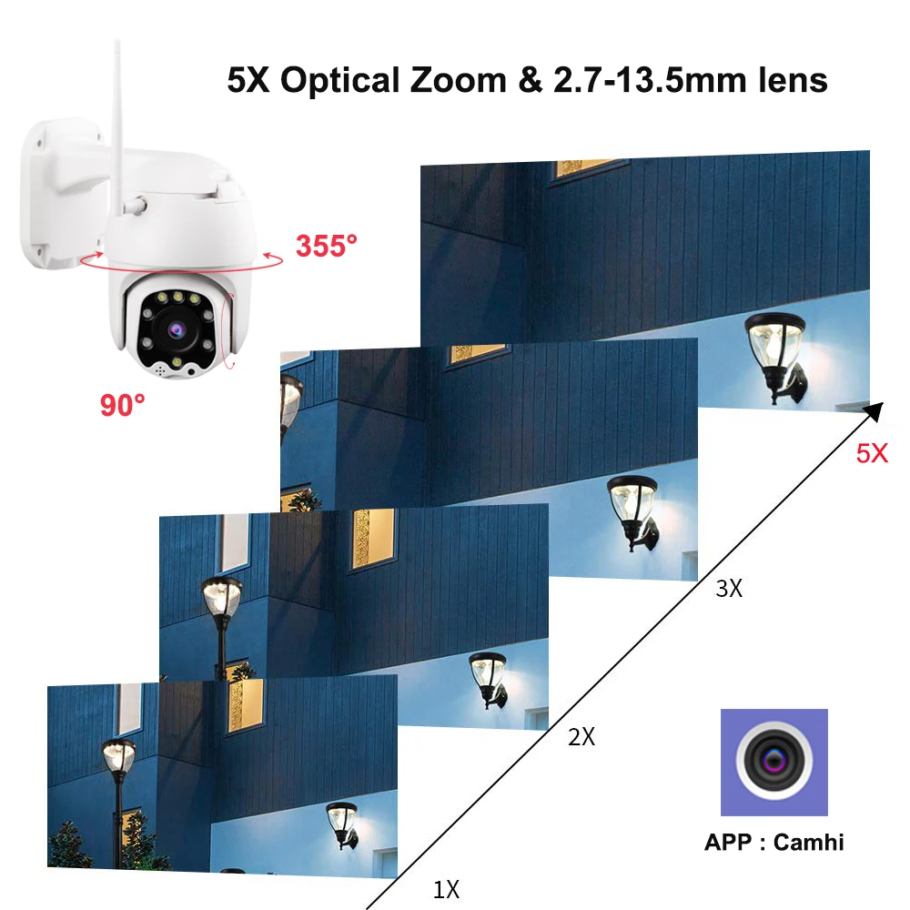 Wi-Fi беспроводная камера 1080P 2MP 5X оптический зум PTZ скоростная купольная IP камера IR двухсторонняя аудио H.265X охранное наблюдение на открытом воздухе