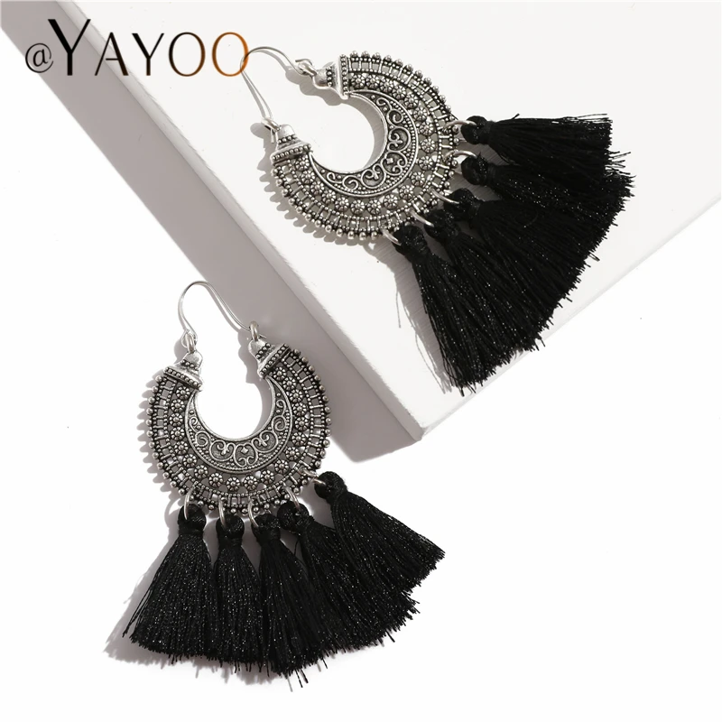 Женские богемные длинные серьги с кисточками Elow большой бахромой 2018 | Украшения и