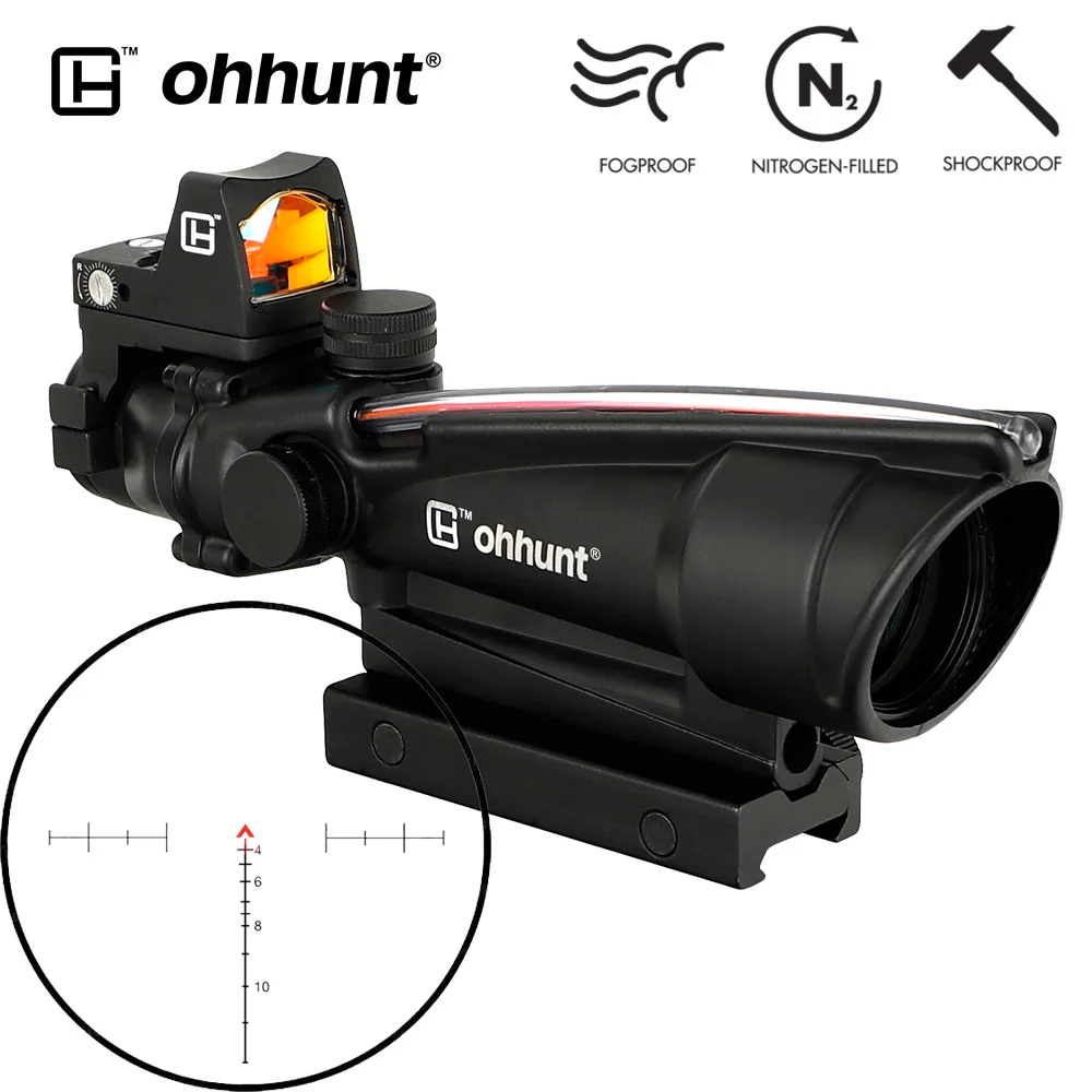 Ohhunt 5X35 в стиле ACOG три модели сетка красный или зеленый подсветкой тактический прицел с Red Dot для cal. 223. 308 винтовка - Цвет: Reticle NO.2 Red