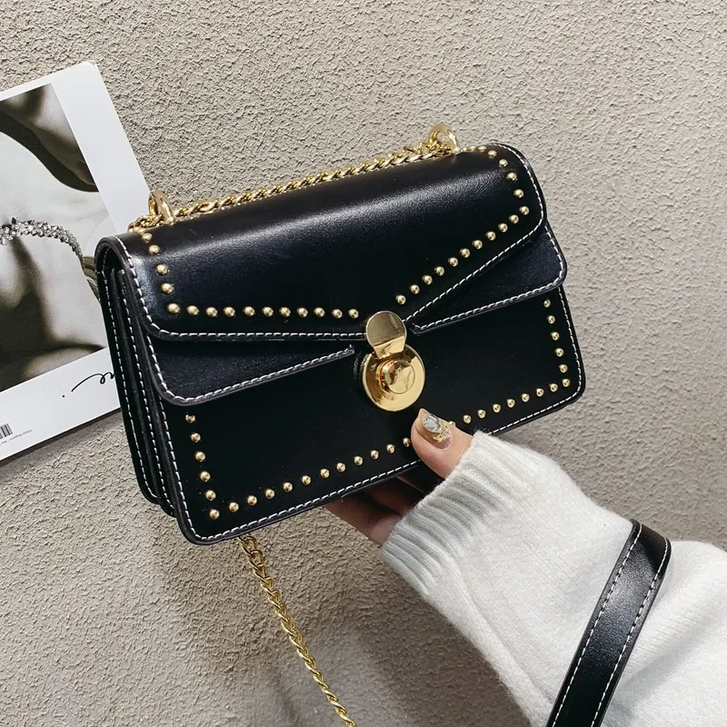 Заклепки для женщин курьерские сумки девочек подростков сумка маленькая через