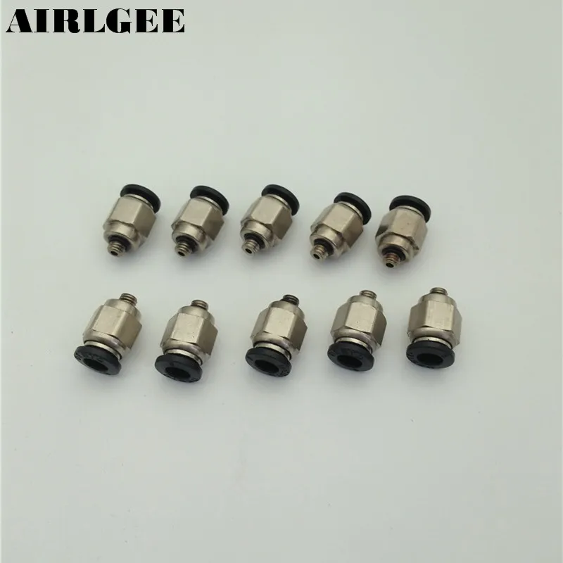 10 Pcs 5mm Male Thread To 6mm Push In Joint High Quatity Pneumatic Connector Quick Fittings PC6-M5 Black | Обустройство дома