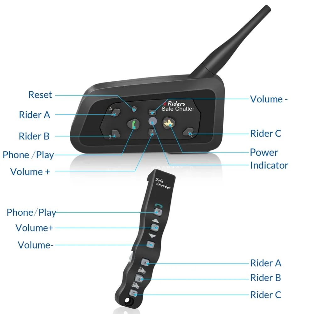 LEXIN 2 шт. А4 1000 м 4 всадника мотоциклетный BT шлем домофон с Romote управление мото Bluetooth переговорные гарнитуры Intercomunicador
