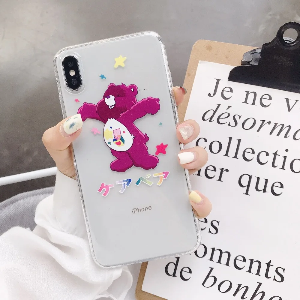 Милый мультфильм медведь телефон мягкий прозрачный чехол для iPhone 6 6s плюс X XR Xs Max 7