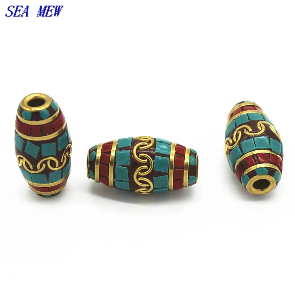 SEA MEW 2 шт. 14 мм * 24 непальские металлические латунные коралловые бусины россыпью с