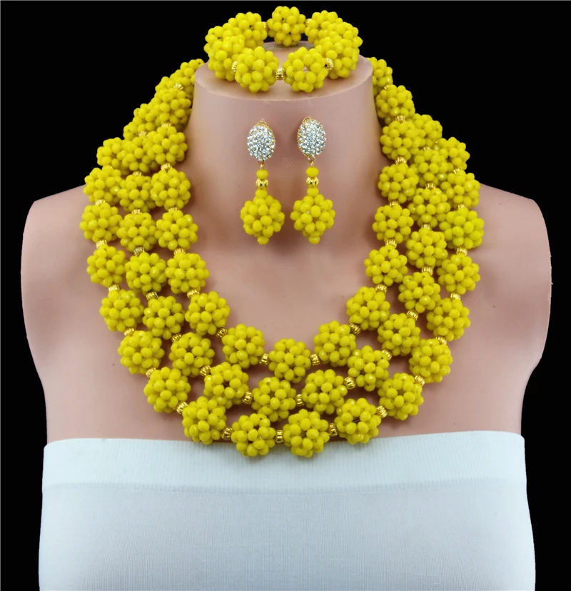 Чудесный Желтый комплект ювелирных изделий с африканскими бусинами ручной