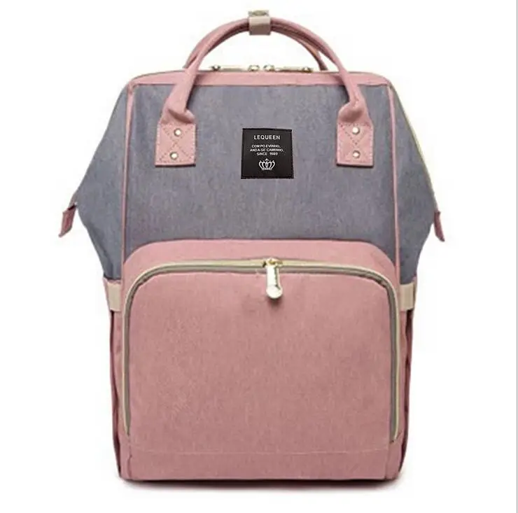 Pink grey LEQUEEN Baby Care пеленка сумка мама папа большой емкости путешествия рюкзак для мам Материнство влажная Сумка водонепроницаемая Детская сумка для беременных - Цвет: Pink grey