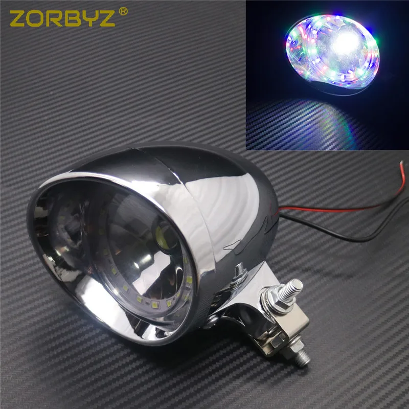 Multicolor Eye 1Pcs ZORBYZ мотоциклетный светодиодный хромированный пластиковый точечный противотуманный светильник с ангельским глазом и металлическим винтовым кронштейном для Kawasaki Suzuki Harley - Цвет: Multicolor Eye 1Pcs