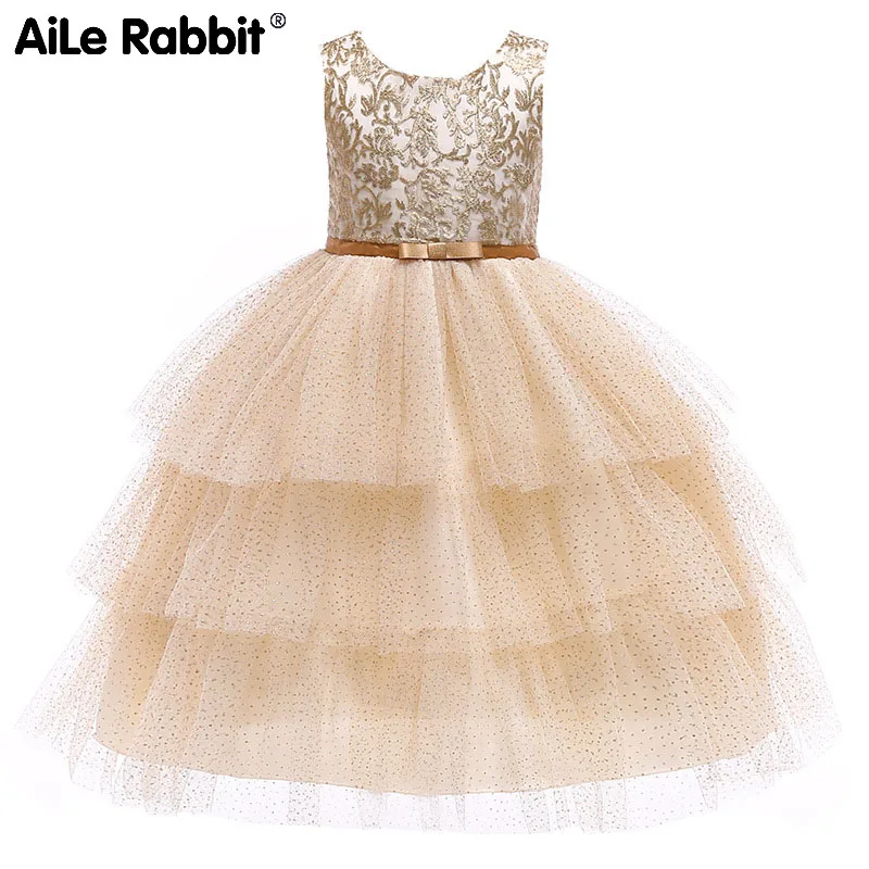AiLe Rabbit New Year of the girls princess dress lace hot style in Europe and America children's Christmas kids | Детская одежда и