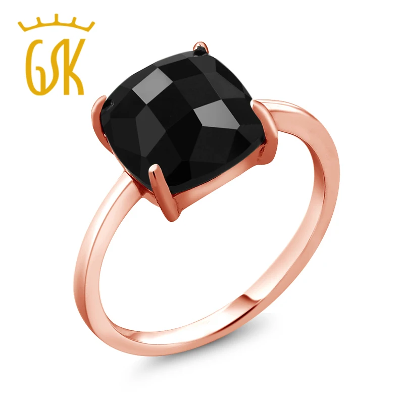 Кольцо с ониксом из драгоценного камня 3 75 карат квадратное кольцо черным для