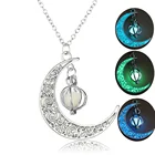 Новинка 2021, светящееся ожерелье в виде горячей Луны, ювелирные изделия, посеребренное женское ожерелье с полым светящимся камнем на Хэллоуин, подарки