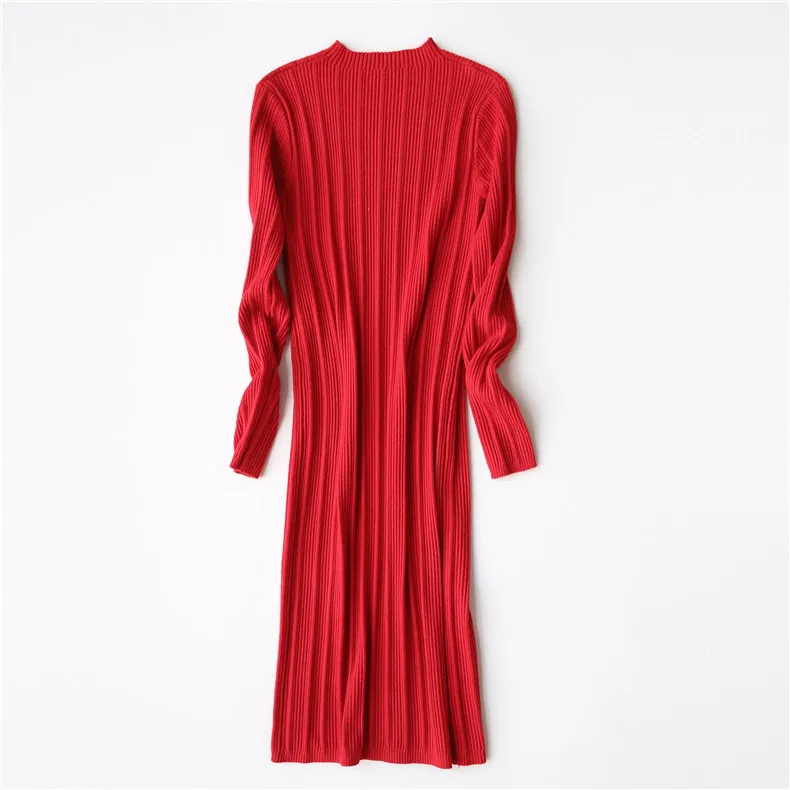 2018 Women Sweater Stand Collar Long Sleeve Pullovers Bodycon Dress Knitting Femme Tricot Pull | Женская одежда