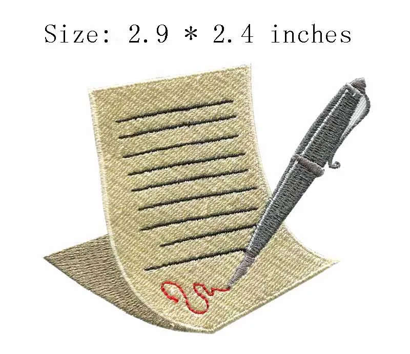 Letter paper embroidery patch 2.9&quot wide /Pen patch/writing badge/writer patches | Дом и сад