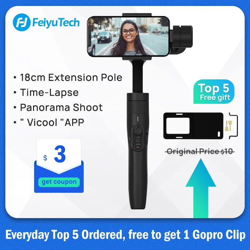 Feiyutech Vimble 2 VLOG 3-осевой карданный стабилизатор для смартфона Gimbal с удлинитель Полюс для iPhone X XS 8 7 6 PK Vlog карман