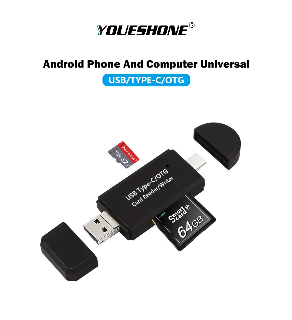 USB2.0 3 в 1 OTG type-C USB кард-ридер высокоскоростной Универсальный флэш-накопитель для чтения карт памяти для Android/PC удлинитель-переходник