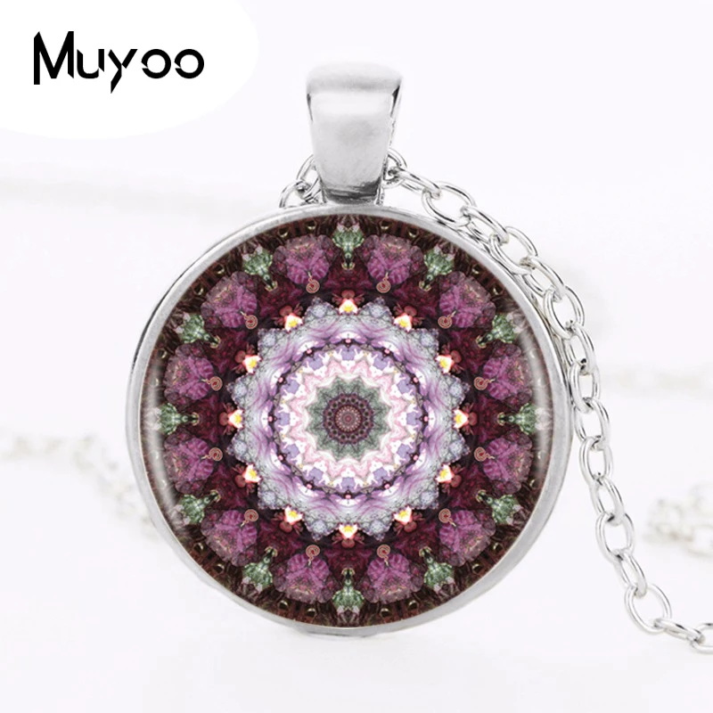 Durga мандала ботаническая логотип подвеска фотография винтажное круглое ожерелье