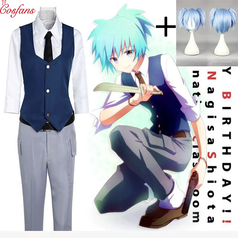 

5PCS Assassination Classroom Ansatsu Kyoushitsu Shiota Nagisa Cosplay Costumes Unisex Clothes Uniform Japanese Anime Cosplay