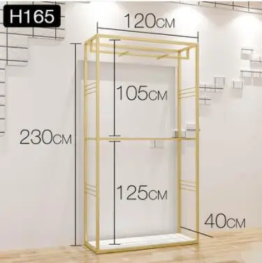 120x230cm Витрина для магазина одежды напольная витрина для магазина женской одежды Золотая полка витрина для одежды двойной высокий шкаф - Цвет: 120x230cm