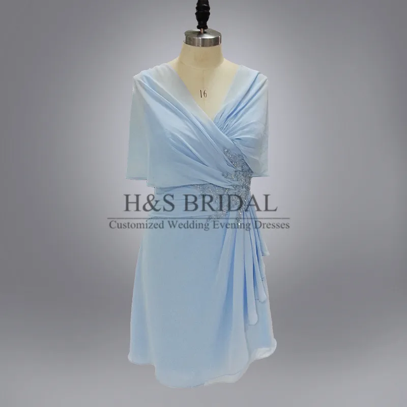 Реальная Модель аппликаций короткое вечернее платье светло-голубое коктейльное