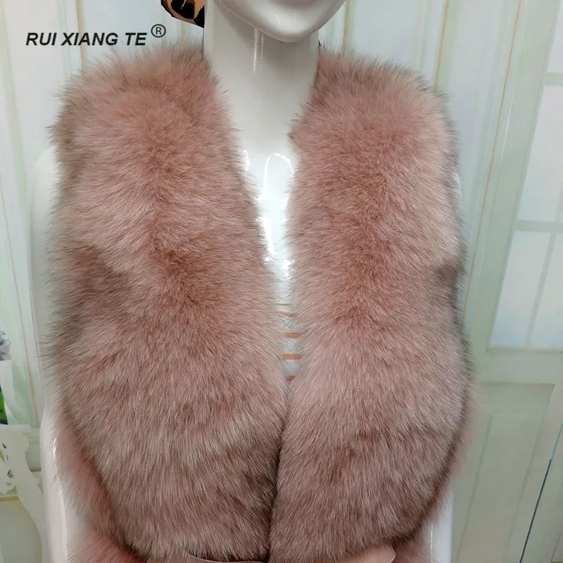 RuiXiangTe женсйкая натуральная шуба пальто с меховой Зимние целая песец Жилет поясом