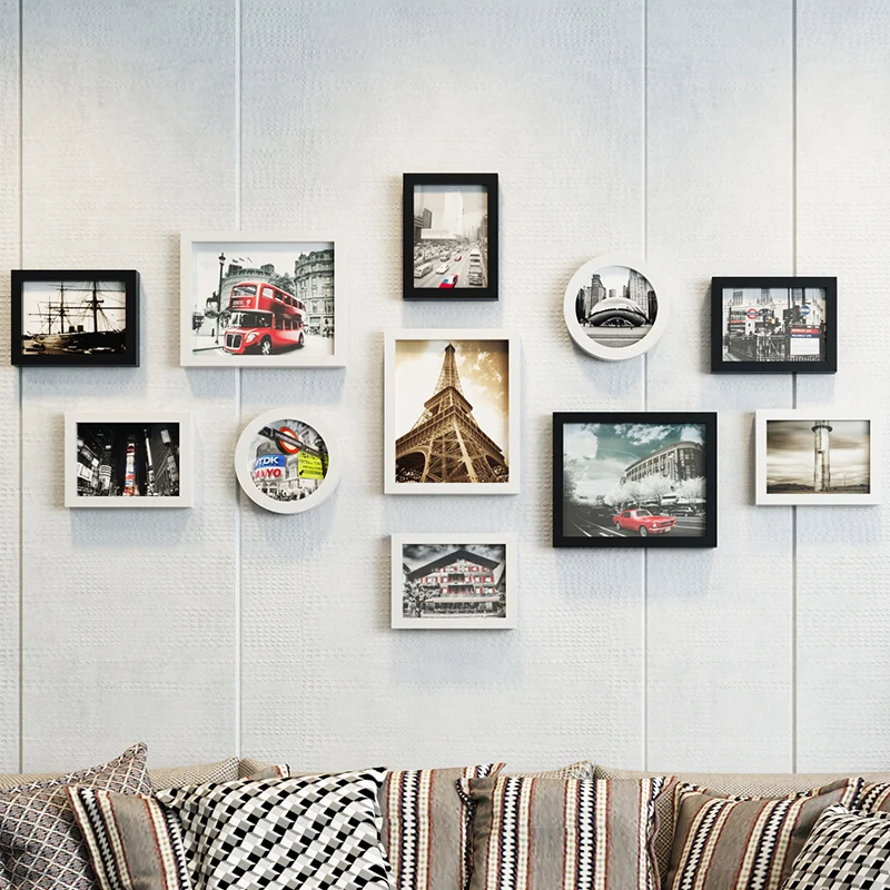 

12 pcs Photo Frame For Family Wall Decor Hanging Picture Frame Set Wedding Round & Rectangle Framework For Picture porta retrato