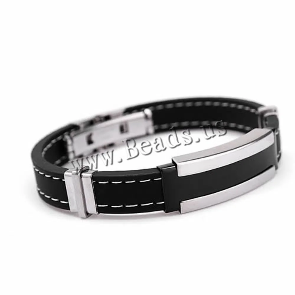 2016 Новый Модный черный силиконовый браслет панк резиновый Серебряный Цвет