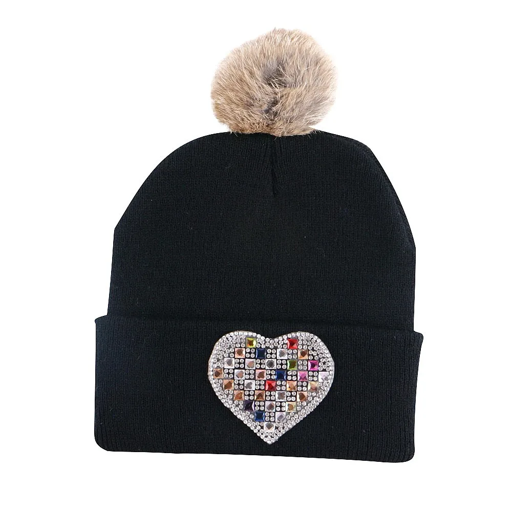 Новые модные дети мода зимние шапки пользовательские кролик помпона тепловая