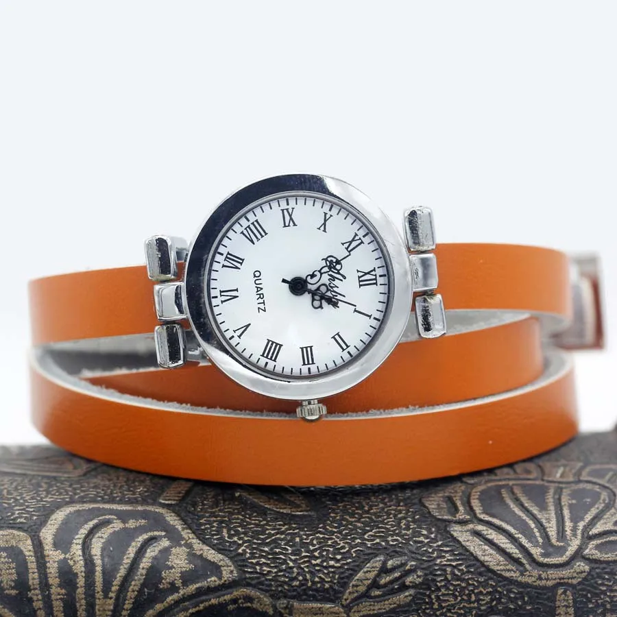silver watch orange Shsby новые модные женские часы с длинным кожаным ремешком женские часы с серебряным браслетом римские винтажные часы ЖЕНСКИЕ НАРЯДНЫЕ часы - Цвет: silver watch orange