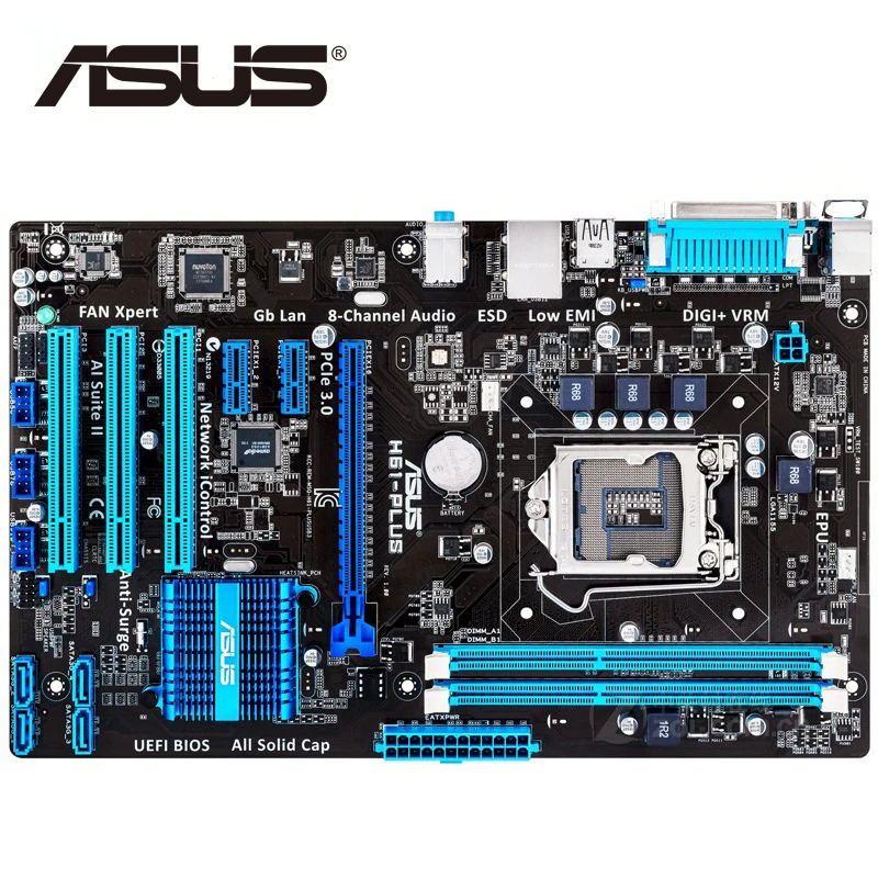LGA 1155 для Intel H61 ASUS Plus 100% оригинальная материнская плата DDR3 16G настольная PCI E X16