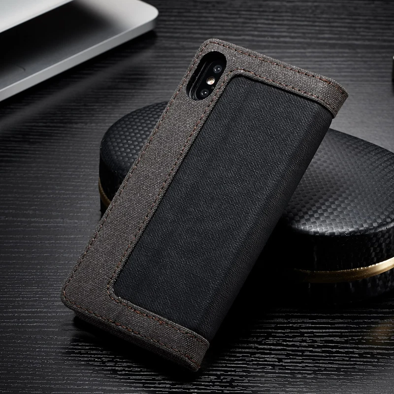 Холщовый чехол кошелек для телефона с iPhone 5 5S SE карт магнитный книжка X Xr Xs Max 8 7 6 6S