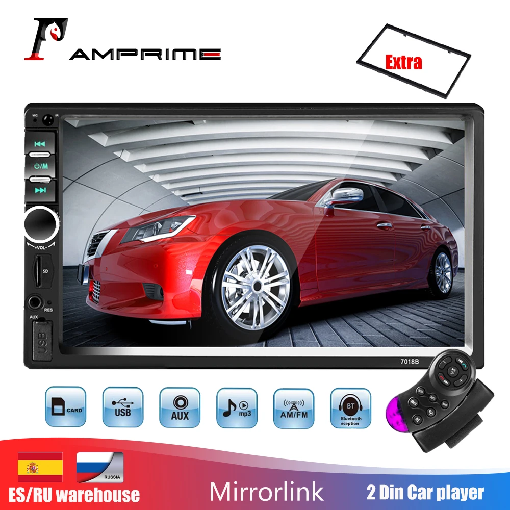 Автомагнитола AMPrime стерео-система с сенсорным экраном 7 дюймов Bluetooth Aux FM камерой