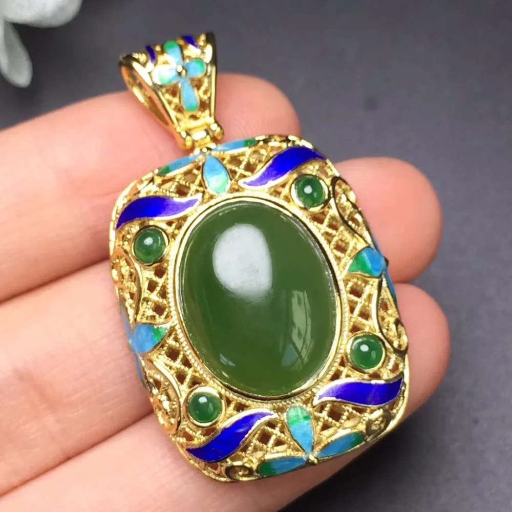 Женское ожерелье с подвеской 100% натуральная яшма леопардовым принтом из серебра