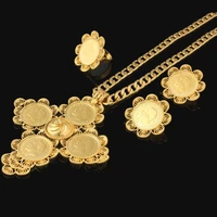 newest big size cross ethiopian wedding habesha jewelry sets for women gold filled cross jewelry african bridal jewelry sets