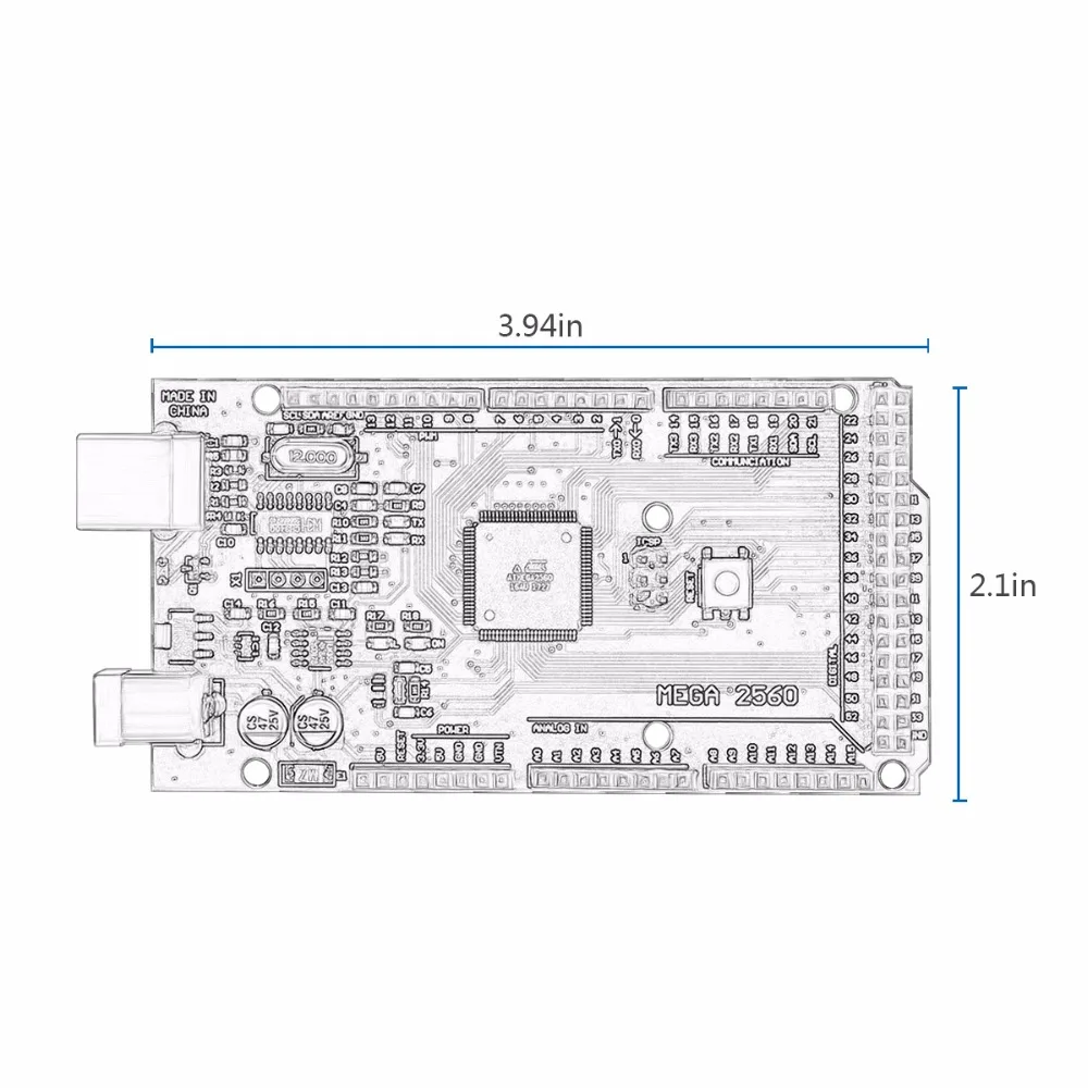 10 шт. Мега 2560 доска R3 Mega2560 REV3 (ATmega2560 16AU CH340G) совместимых плат для Arduino uno с USB