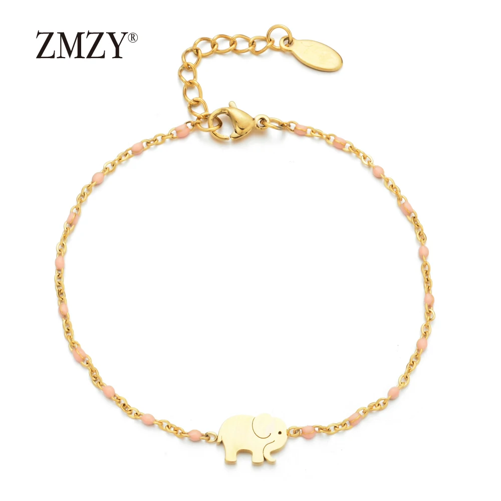 ZMZY Dainty браслет со слонами подвеска золотого цвета Femme цепочка на запястье