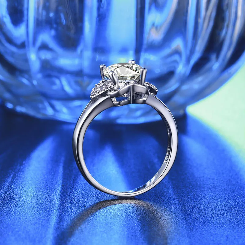 Винтаж Белый Позолоченный Кольца для Женщин Посеребренная Star-shaped Свадьбу