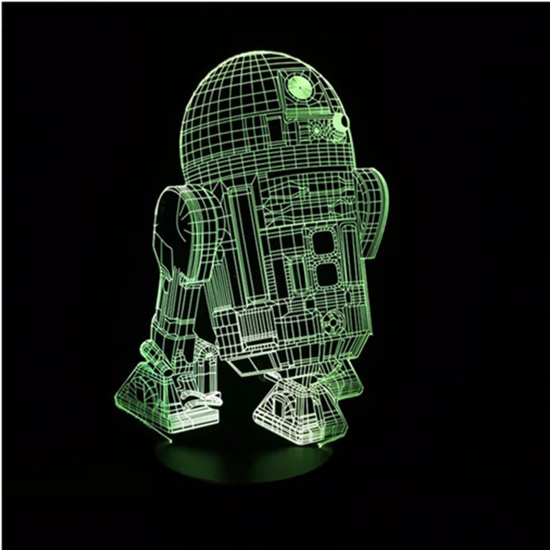 Робот R2D2 Звездные войны 3D визуальный индикатор светодиодный 7 цветов Сенсорный пульт Управление сна Ночная светится в темноте игрушки для подарок на день рождения