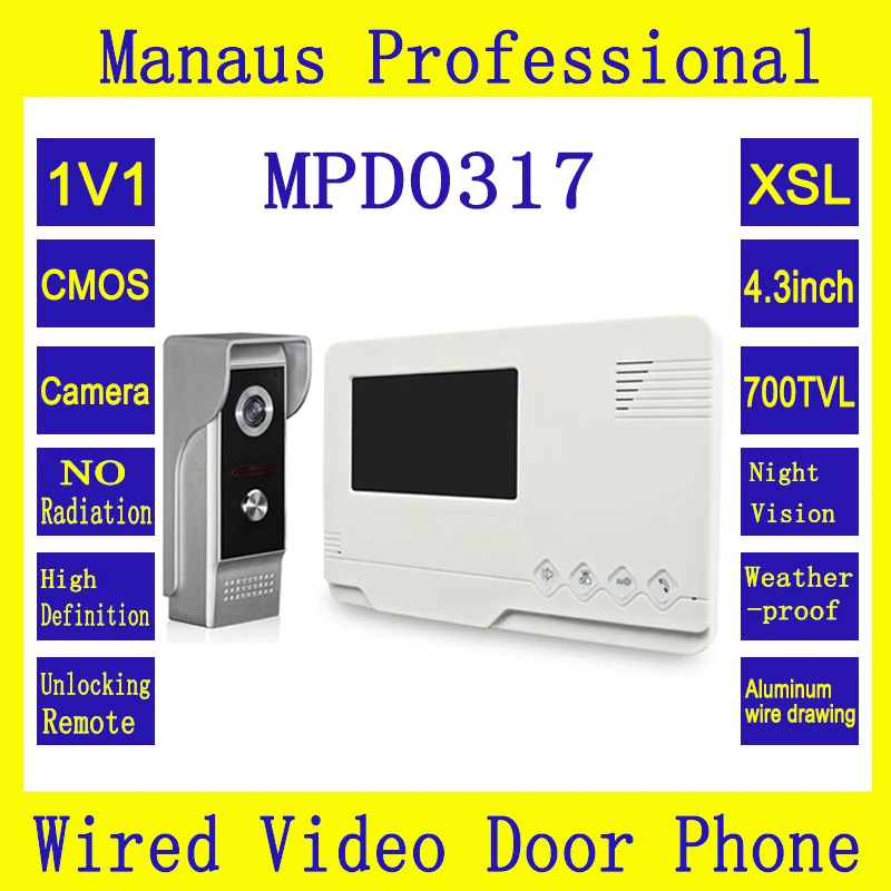 Видеодомофон с камерой 4 3 дюйма TFT LCD водонепроницаемый инфракрасный ночное