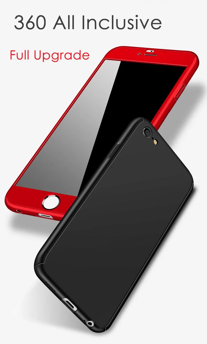 360 Full Protective Phone Case For iPhone 8 7 Plus 6 6s 5S X 10 Cover XR Xs Max Cases With Tempered Glass |