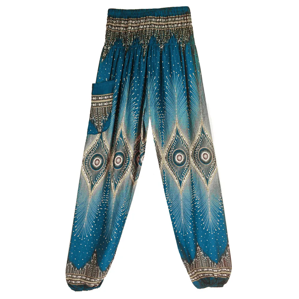 Мужские Женские тайские шаровары, Boho Festival Hippy Smock, высокая талия, штаны для йоги, леггинсы, спортивные женские, для фитнеса
