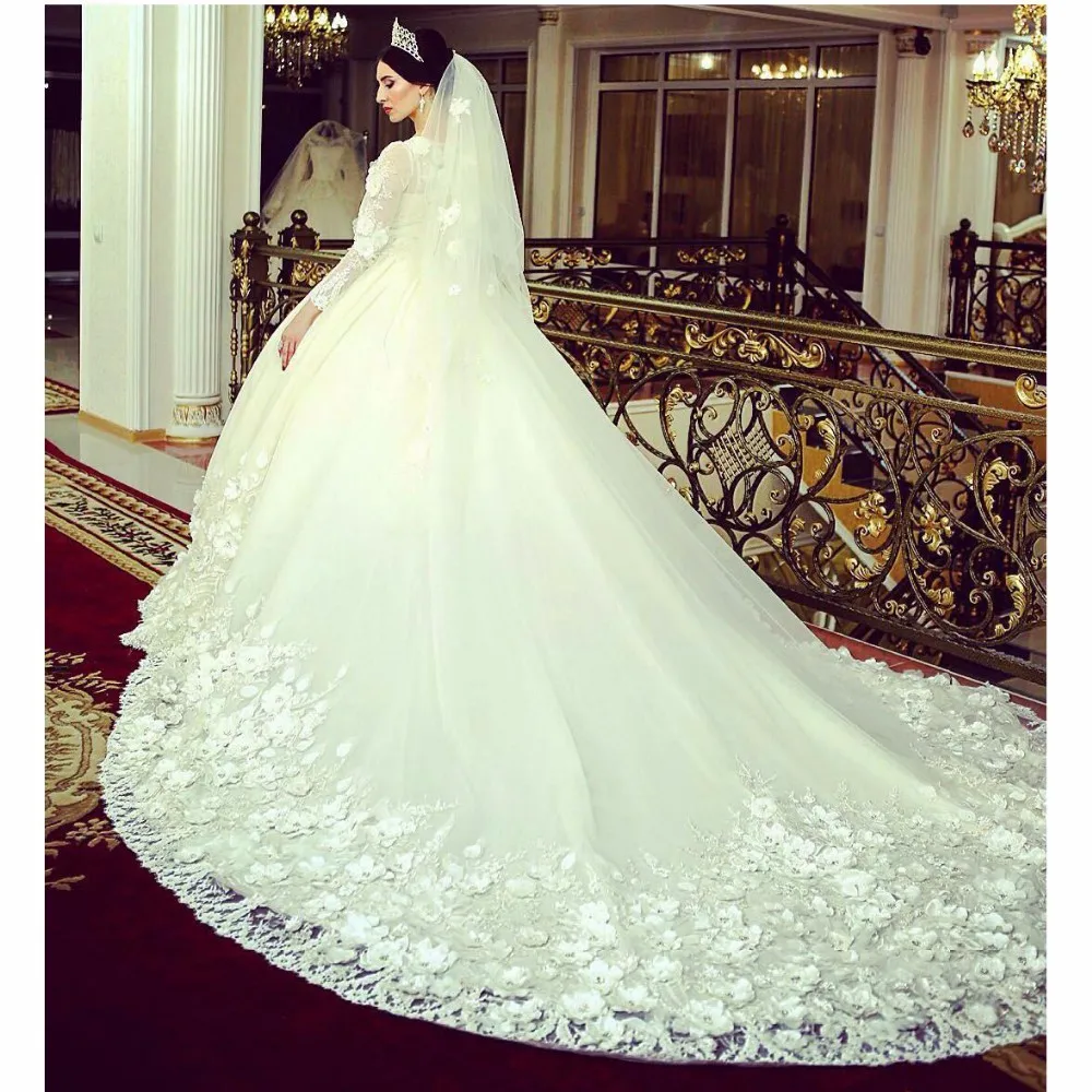 Мусульманское платье Vestido de noiva бальное свадебное платье Соборное платье с аппликацией и длинным рукавом свадебное платье es винтажное свадебное платье