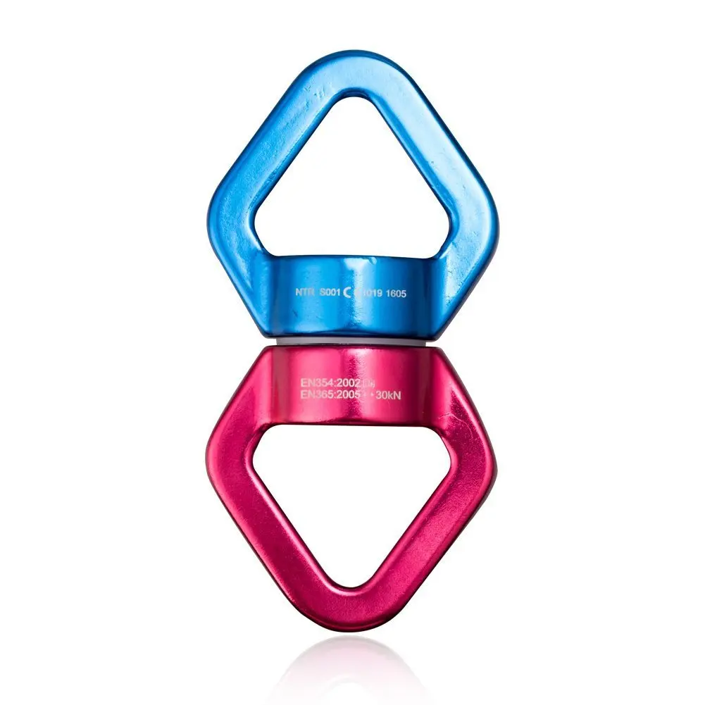 red with blue 30KN Открытый скалолазание карабин поворотный разъем Универсальное кольцо карданного подвеса Йога качели гамак веревка поворотный ротационный разъем - Цвет: red with blue